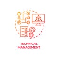 Technical management red gradient concept icon