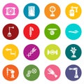 Technical mechanisms icons set colorful circles vector