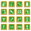 Technical mechanisms icons set green square vector