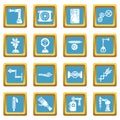 Technical mechanisms icons set sapphirine square vector