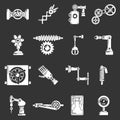 Technical mechanisms icons set grey vector