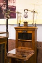 The technical museum in Vienna exhibits the production of history of the development of the telegraph and telephone represents the Royalty Free Stock Photo