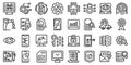 Technical overview icons set outline vector. Camera specification Royalty Free Stock Photo
