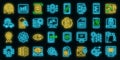 Technical overview icons set vector neon Royalty Free Stock Photo