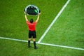 Technical referee shows 3 minutes added time. Football match Royalty Free Stock Photo