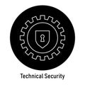 Technical Security GDPR Icon: Data Protection Measures. GDPR technical measures, data security standards.