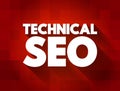 Technical Seo text quote, concept background Royalty Free Stock Photo