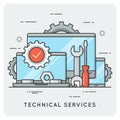 Technical services. Thin line concept.