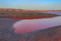 Technical settler of industrial water of mining industry in Kryvyi Rih, Ukraine. Red water polluted with iron ore waste Royalty Free Stock Photo