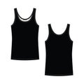 Technical sketch black tank top for girls isolated on white background. Woman underwear