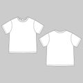 Technical sketch blank unisex t shirt. Apparel t-shirt CAD design template Royalty Free Stock Photo