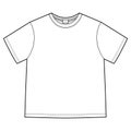 Technical sketch blank unisex t shirt isolated. Apparel t-shirt CAD design template Royalty Free Stock Photo