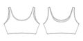 Technical sketch of bra for girls isolated. Yoga underwear design template