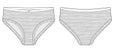 Technical sketch of briefs for girls. Female underpants. Grey melange color
