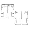 Technical sketch cargo shorts pants design template