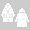 Technical sketch with Children`s bathrobe isolated on gray background. Hooded bathrobe Royalty Free Stock Photo