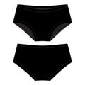 Technical sketch girls knickers in black color. Lady lingerie.