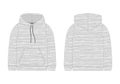 Technical sketch for men hoodie in melange fabric. Mockup template hoody