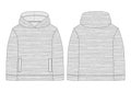 Technical sketch for men hoodie in melange fabric. Mockup template hoody