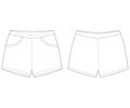 Technical sketch sleep shorts pants design template. Elastic short shorts Royalty Free Stock Photo