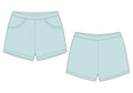 Technical sketch sleep shorts pants design template. Mint color. Elastic sport shorts Royalty Free Stock Photo