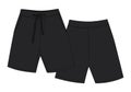 Technical sketch sport shorts pants design. Black color. Boy clothes template Royalty Free Stock Photo