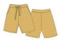 Technical sketch sport shorts pants design. Desert sand color