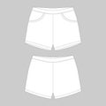 Technical sketch sport shorts pants design template. Elastic sleepwear shorts Royalty Free Stock Photo