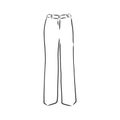 Technical sketch of trousers, classic trousers, vector sketch illustration