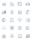 Technical Skills linear icons set. Coding, Engineering, Programming, Development, Designing, Nerking, Troubleshooting