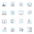 Technical Skills linear icons set. Coding, Engineering, Programming, Development, Designing, Nerking, Troubleshooting
