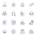 Technical staff line icons collection. Technicians, Specialists, Engineers, Experts, Analysts, Programmers, Designers