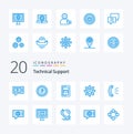 20 Technical Support Blue Color icon Pack like answer service support employee support