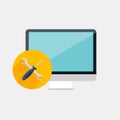 Technical support, computer repair service. Vector concept in fl