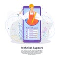 Technical support concept. Customer service flat vector. Royalty Free Stock Photo