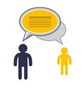 Technical support employee and customer asking question inquiry, two man with speech bubbles vector flat
