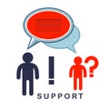 Technical support employee and customer asking question inquiry.