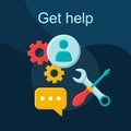 Technical support flat concept vector icon