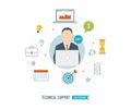 Technical support flat illustration. Royalty Free Stock Photo