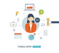 Technical support flat illustration. Strategy for successful business. Royalty Free Stock Photo