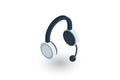 Technical support, headphones microphone, operator isometric flat icon. 3d vector