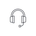 Technical support, headphones microphone, operator thin line icon. Linear vector symbol