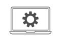 Technical support icon. Maintenance of computer equipment is a gear on the laptop screen Royalty Free Stock Photo