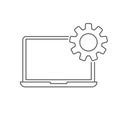 Technical support icon. Maintenance of computer equipment is a gear on the laptop screen Royalty Free Stock Photo