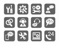 Technical support, icons, monochromatic, gray.