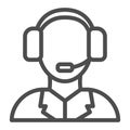 Technical support line icon. Call center vector illustration isolated on white. Assistance outline style design