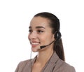 Technical support operator with headset on white Royalty Free Stock Photo