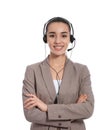 Technical support operator with headset on white Royalty Free Stock Photo