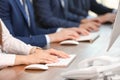 Technical support operators using computers Royalty Free Stock Photo
