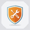 Technical Support and Security Shield Icon Royalty Free Stock Photo
